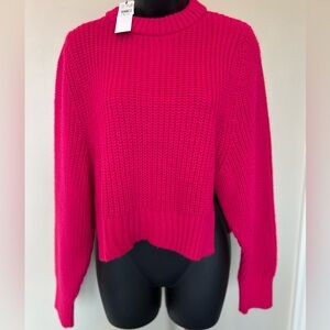 NWT TOPSHOP Women’s Pink Crop Sweater with Side Slits- Size US 4-6